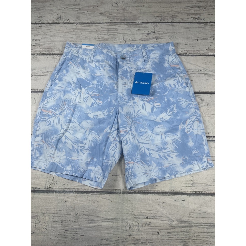 Columbia Men's Washed Out Printed Short  JET STREAM SKETCHY Palms Print Size 30